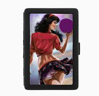 Bowling Girl Sexy Cute Black Cigarette Case Holder Wallet RFID-Blocking