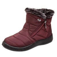 Goldweather Women's Warm Snow Boots with Zipper Waterproof Anti-Slip Fur Lined Winter Ankle Boots(Wine,6)
