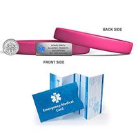 MedicBand Medical Alert ID Bracelet - Hot Pink (lg). Free Engraving. 8 Vibrant Colors! Free Shipping.
