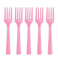 Amscan Heavyweight New Pink Plastic Forks, 48 Ct.