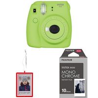 Fujifilm Instax Mini 9 Instant Camera - Lime Green with Holiday Ornament and Mini Monochrome Film