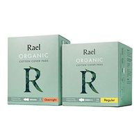 Rael Organic Cotton Sanitary Pads - Certified Organic Cotton Regular Pads 1 Pack and Overnight Pads 1 Pack by Rael Variety Pack(2 Packs/ 22Total)