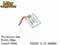 3.7V 280mAh 702025 Lithium Polymer Ion Rechargeable Battery Lithium Polymer Li-Po Battery for MP4 GPS MP3 Bluetooth Stereo DIY Gift