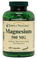 Simply Natural Magnesium 500 MG, 250 Capsules