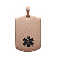 Dolceoro Customized Medical Alert Necklace, Personalized Laser Engraving - Stainless Steel - Select Options and Color