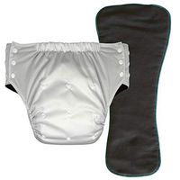 Adult Pull On Diaper with Tabs - Medium Reusable Incontinence Briefs with Insert for Women or Men (Regular, White)