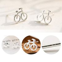 1set Mini Small Little Bike Bicycle Stud Earrings Bling Crystal Fashion Jewelry Accessory Women Stylish Design Cheap Novelty Pendant Brides Comfortable Charms
