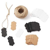 Beadthoven 150pcs 3 Colors Kraft Paper Price Tags Gift Tag with 1 Roll Hemp Cord Twine String for Jewelry Goods Clothing Display Label 50x29.5x0.1mm Hole: 3mm