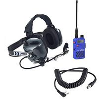 Rugged Radios VHF/UHF Dual Band RH-5R 5 Watt Two Way Handheld Radio and Headset Crew Chief/Spotter Package