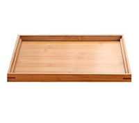 DRAGON SONIC Bamboo Wooden Pallets Household Use Tea Cup Tray Rectangle Bread Plate-M