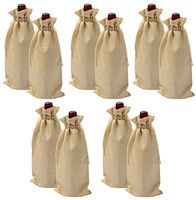 IBLUE 10Pcs Drawstring Wine Bags Linen Bottle Gift Bags Wine Bottle Protector for Party Wedding Dinner Travel P002 (Beige)