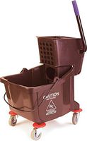 Carlisle 3690469 Commercial Mop Bucket with Side Press Wringer, 35 Quart Capacity, Brown