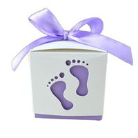 Outflower 50pcs Baby Footprints Candy Gift Boxes with Ribbon for Wedding