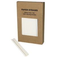 Plain White Paper Straws Bulk, Pure Solid All White Paper Drinking Straws for Wedding 1st Birthday Party Holiday Baby Bridal Shower, Mason Jar Straw, Cake Pop Sticks (White, 100)