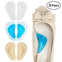 Dr. Foot's Arch Support Shoe Insoles for Flat Feet, Gel Arch Inserts for Plantar Fasciitis, Adhesive Arch Pad for Relieve Pressure and Feet Pain- 3 Pairs (Beige+Blue+ Clear)