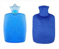 Classic Large Hot Water Bottle/Winter Warmers Gift Crystal Flannel Cover,Blue