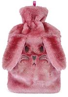 Slumberz 2 Litre Rabbit, Bear & Cat Hot Water Bottles with Soft Plush Removable Cover, Rabbit