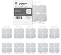 reserv 40 pack of 2" x 2" Premium Re-Usable Self Adhesive Electrode Pads for TENS/EMS Unit, Fabric Backed Pads with Premium Gel (White Cloth and Latex Free) (1 Pack (40 electrodes))