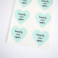 Happily Ever After Stickers by Once Upon Supplies, Heart Shape Seal and Labels for Wedding Invitations, Thank You Cards, and Bridal Shower Invitations, 1.5 Inches X 1.5 Inches, Mint Green, 48 Stickers