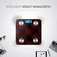 Black and Red Leaves and Peony Flowers Weigh Scale Bodyfat Scale Weighing Machine for Body Tracks 8 Key Compositions Analyzer Sync with Fitness Apps 400 Lbs
