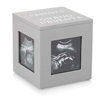 Pearhead Grandparents Sonogram Block Keepsake Box, Perfect Way to Announce Your Pregnancy, Grandparents to Be Gift, Gray