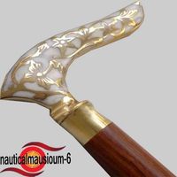X-Mas Gift for Friends NAUTICAL BRASS HANDLE ANTIQUE 36" SOLID WALKING Stick
