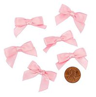 Mini Pink Satin Bows - 1 3/8in. x 1in. - 50 Pack