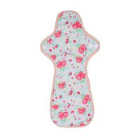 Luckypads Certified Organic Cotton Reusable Washable Cloth Menstural Pads, No Fragrance and Chemical, Customizable Absorbency for Period Needs (Ultra Overnight, Red Flower)