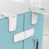 Baby Safety Cabinet Locks No Drilling, Mosunx 4 Pack Child Proofing Kitchen Latch, for Kitchen Storage Doors, Drawers, Cupboard, Oven, Refrigerator (Green, 4Pcs)
