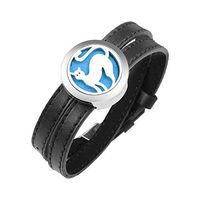 Lademayh Essential Oils Bracelet for Women Aromatherapy Jewelry Cute Cat Diffuser Bracelet, Stainless Steel Magnetic Diffuser Locket with Leather Bracelet