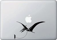 Yadda-Yadda Design Co. Pet Dinosaur - Pterodactyl w Boy - Vinyl Decal for Laptop | MacBook | Appliances YYDC (7.25" w x 4" h) (Boy - Face Left, Black)