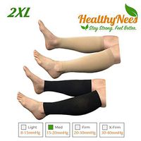 HealthyNees Shin 15-20 mmHg Med Compression Fatigue Support Extra Wide Calf Plus Tall Leg Big Calves Sleeve (Combo, 2XL)