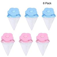 BELUPAID 6 Pack Flower-Type Washing Machine Floating Lint Mesh Bag Reusable Hair Filter Net Pouch Washer Tube Protector