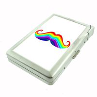 Metal Cigarette Case with Built In Lighter Mustache Design-003