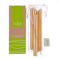 BULUH STRAWS - NATURAL ORGANIC BAMBOO. REUSABLE ECO FRIENDLY AND BPA-FREE. A BIODEGRADABLE SAFE ALTERNATIVE TO PLASTIC, GLASS AND STAINLESS STEEL. 8 STRAWS, CLEANING BRUSH AND CUSTOM BAG