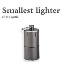 QIMEI The World's Smallest Kerosene Lighter! Height 2.5cm/φ 1.3cm Capsule Lighter Portable Metal Miniature EDC Gear Waterproof Tiny Peanut Lighter (Fuel not Included) (Mini Black)