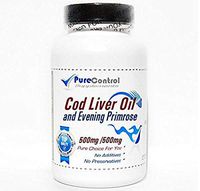 Cod Liver Oil Concentrate 500mg and Evening Primrose 500mg // 100 Capsules // Pure // by PureControl Supplements