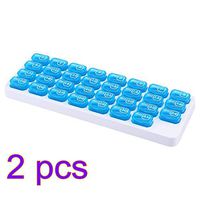 TOPBATHY 2Pcs Pill Organiser Box One Month Lid Medicine Tablet Storage Dispenser 31 Day for Travel Business Daily Use