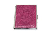 Fuchsia Glitter Compact (9 100s) Metal-Plated Cigarette Case & Stash Box