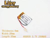 3.7V 250mAh 402035 Lithium Polymer Ion Rechargeable Battery Lithium Polymer Li-Po Battery for MP4 GPS MP3 Bluetooth Stereo DIY Gift