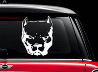 pitbull-dog (White 4") Vinyl Decal Sticker for Car Automobile Window Wall Laptop Notebook Etc.... Any Smooth Surface Such As Windows Bumpers