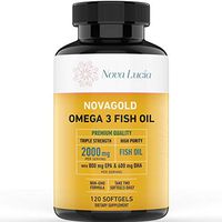 Omega 3 Burpless Fish Oil Supplement 2000mg Max Strength Maintain Healthy Heart, Sharper Brain, Shiny Hair, Boost Immune System, High Potency EPA & DHA Vitamin E, Non-GMO 120 Small Liquid Softgels