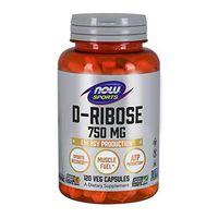 NOW Sports Nutrition, D-Ribose 750 mg, Certified Non-GMO, Energy Production*, 120 Veg Capsules
