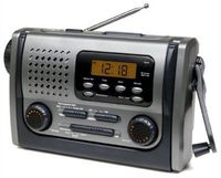 Electrohome PCR138E Hand Crank AM/FM Radio with Flashlight and Reading Light