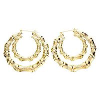 1 Pair Fashion Punk Bamboo Big Hoop Large Circle Earrings | Gold