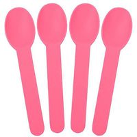[25 Count] Light Pink Heavy Duty Plastic Spoons - Disposable Frozen Yogurt Ice Cream Spoons - Frozen Dessert Supplies