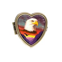 GDEE Eagle Custom Fashion Bronze Heart Shaped Pill Box Holder Management Case Decorative Box Or Wallet