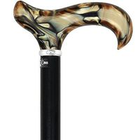 Golden Sienna Derby Walking Cane with Black Beechwood Shaft and Silver Collar