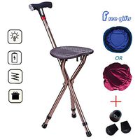 ZSMPY Cane Seat Folding Stool Multi-Function Electronic Handle Lightweight Aluminum Height Adjustable Maximum User Weight 200kg
