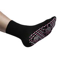 FILOL 2PCS Self Heating Therapy Massage Tourmaline Magnetic Socks Athletic Cotton Socks,Unisex Winter Quarter Warm Thermal Socks Insoles (Black)